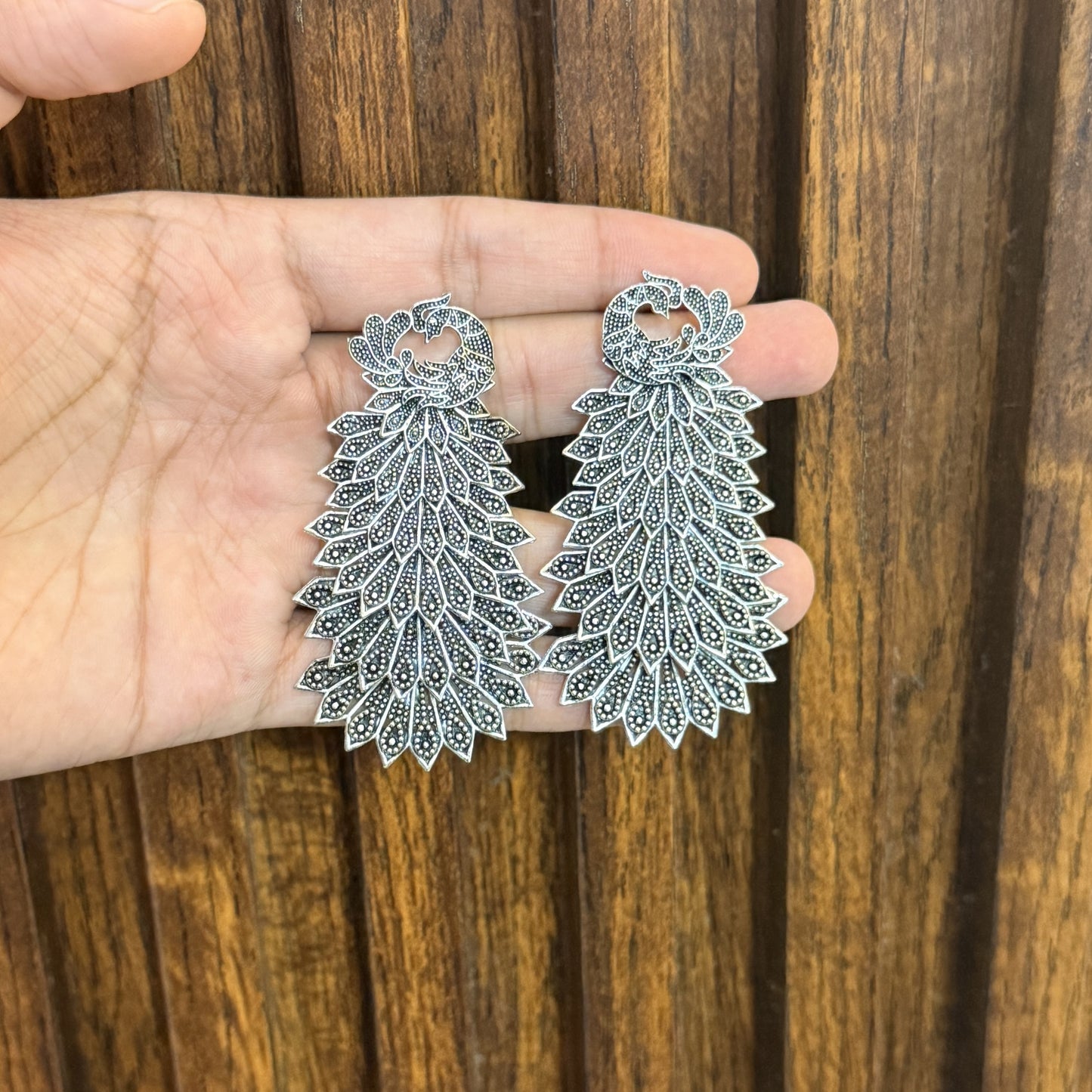 Royal Peacock - Premium Oxidised Earrings