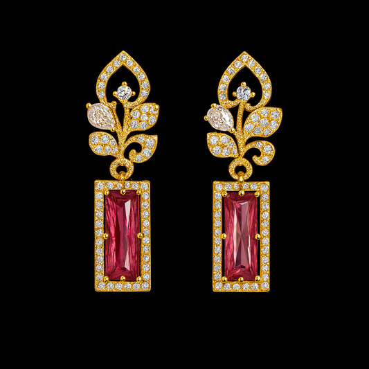 Eternal Bloom Red - AD(American Diamond) Earrings