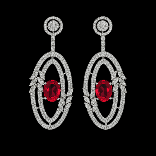 Classic Charm Red - AD (American Diamond) Earrings