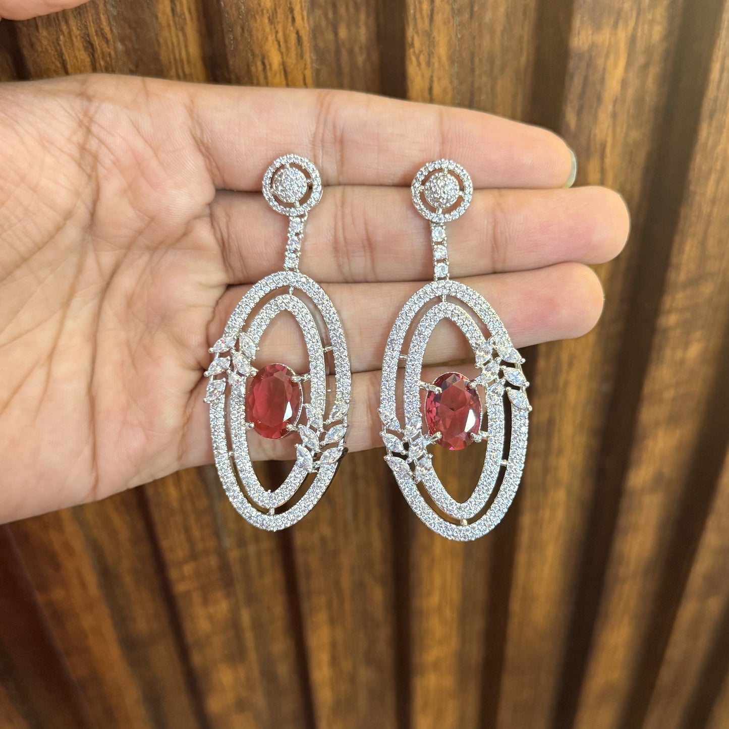 Classic Charm Red - AD (American Diamond) Earrings
