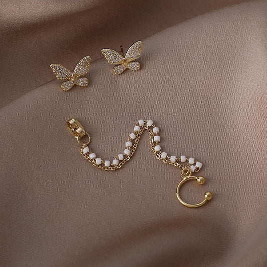 Papillon Link Butterfly Korean Earrings