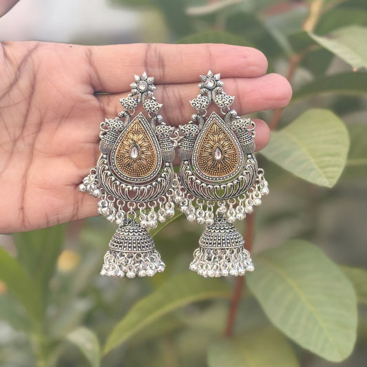 Taj Teardrops Oxidised Earrings