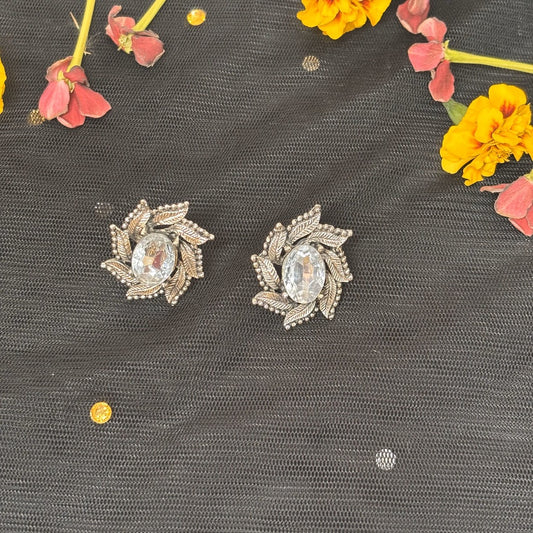 Floral Frost Oxidised Earrings