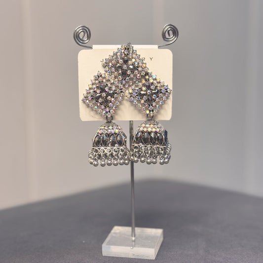 Chamak Jhumki Oxidised Earrings