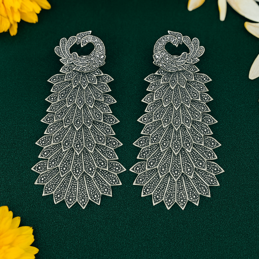 Royal Peacock - Premium Oxidised Earrings