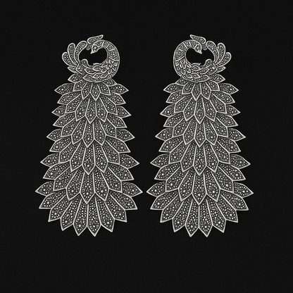 Royal Peacock - Premium Oxidised Earrings