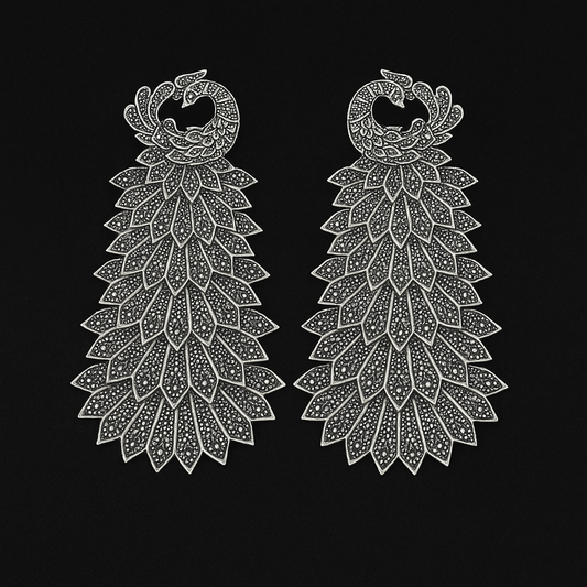 Royal Peacock - Premium Oxidised Earrings