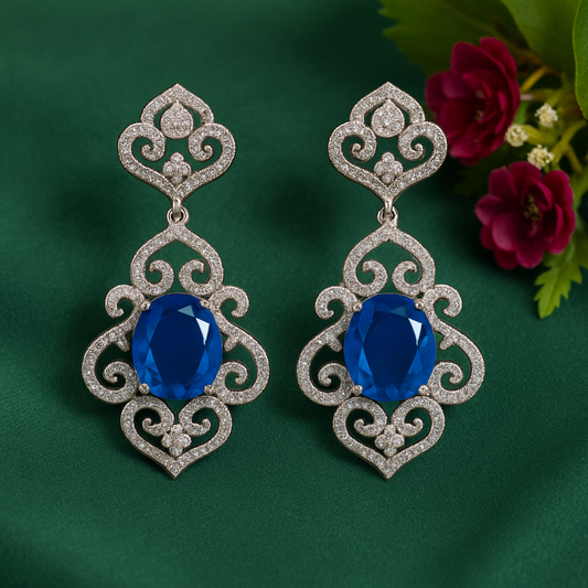 Royal Sapphire Blue - AD (American Diamond) Earrings