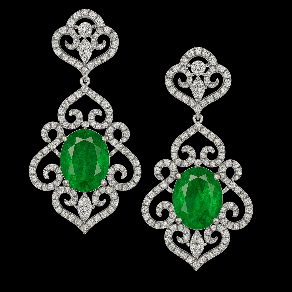 Royal Sapphire Green - AD (American Diamond) Earrings