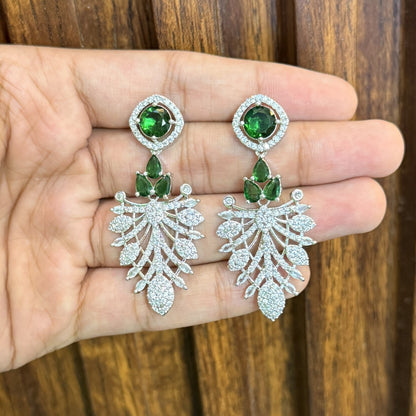 Enchanted Leaf Green - AD(American Diamond) Earrings