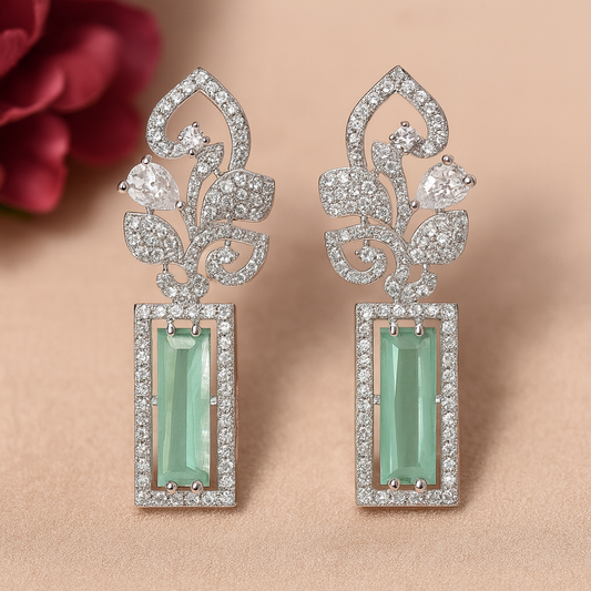 Eternal Bloom Green - AD(American Diamond) Earrings