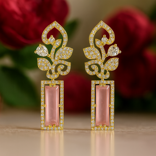 Eternal Bloom Pink - AD(American Diamond) Earrings
