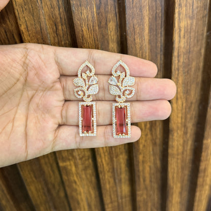 Eternal Bloom Red - AD(American Diamond) Earrings