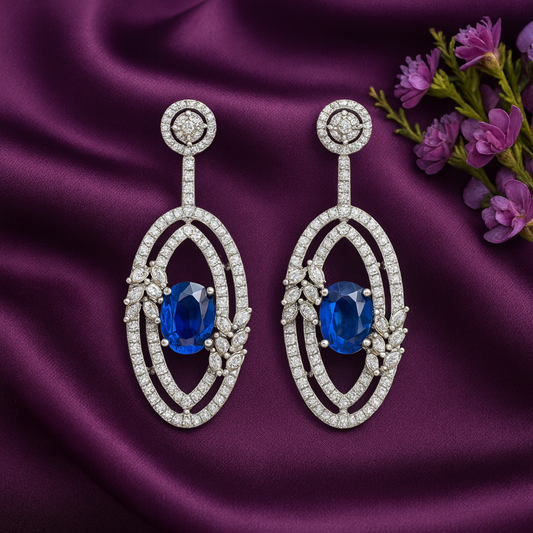 Classic Charm Blue - AD(American Diamond) Earrings