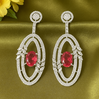 Classic Charm Red - AD (American Diamond) Earrings