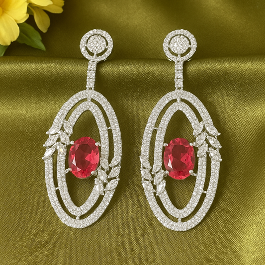 Classic Charm Red - AD (American Diamond) Earrings