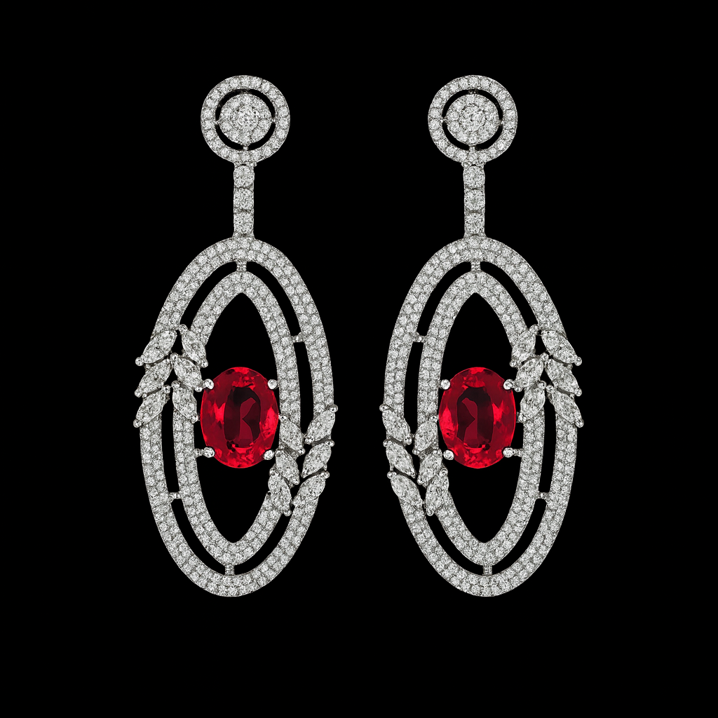 Classic Charm Red - AD (American Diamond) Earrings