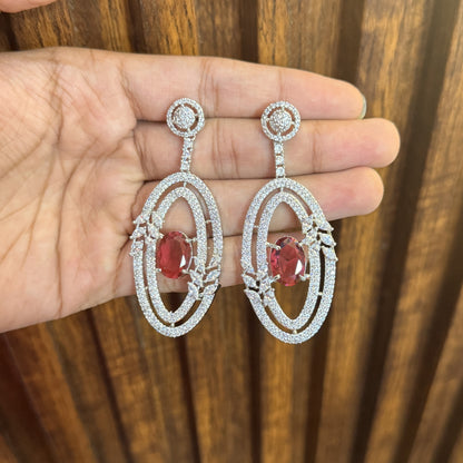 Classic Charm Red - AD (American Diamond) Earrings