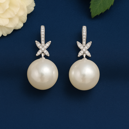 Classic Pearl Glow - AD(American Diamond) Earrings