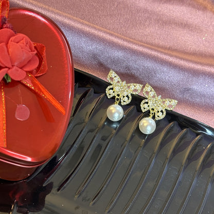 Butterfly Pearl Studs Korean Earrings