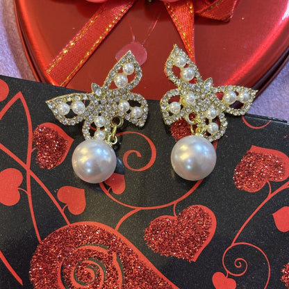 Butterfly Pearl Studs Korean Earrings