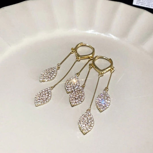 Leaf Dangle Korean Hoops