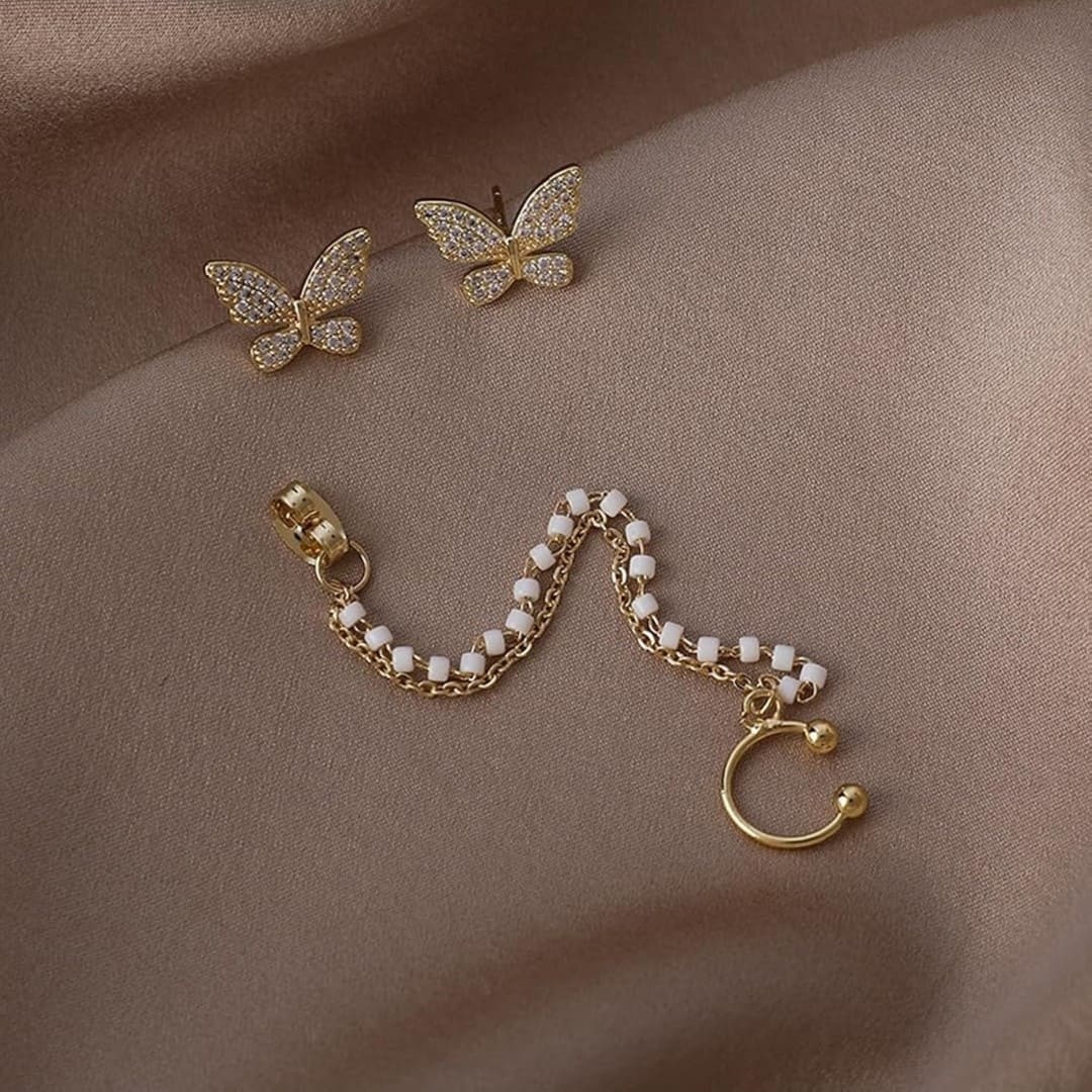 Papillon Link Butterfly Korean Earrings