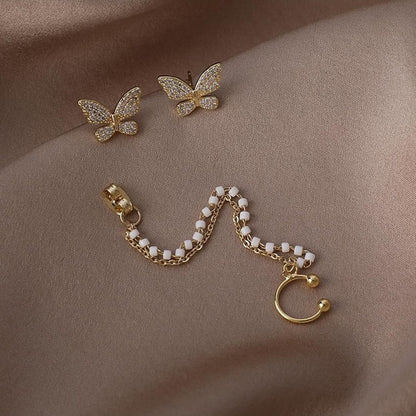 Papillon Link Butterfly Korean Earrings