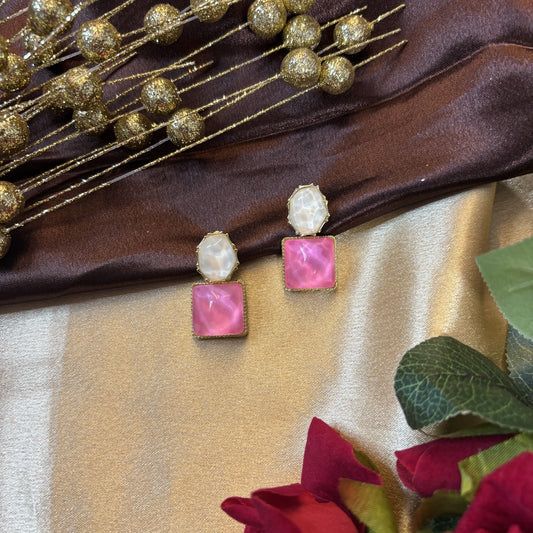 Opal Rose Pink Korean Partywear Earrings