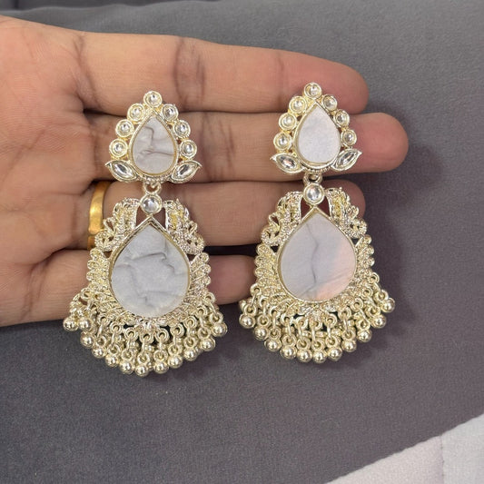 Pearl Mist Marble Partywear Earrings