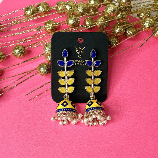 Phulkari Leaf Jhumkas