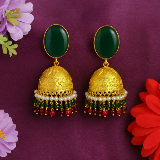 Festive Charm Green Jhumka - Premium Trending Jhumkas