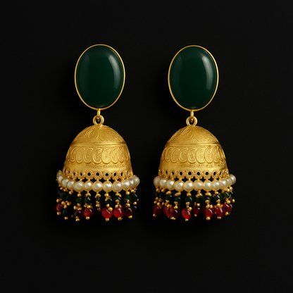 Festive Charm Green Jhumka - Premium Trending Jhumkas