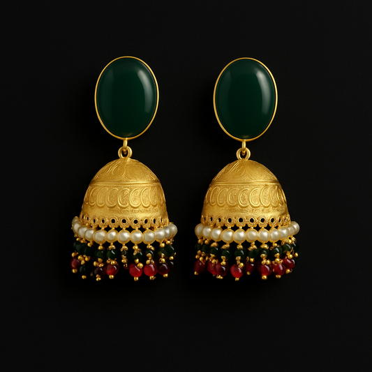 Festive Charm Green Jhumka - Premium Trending Jhumkas