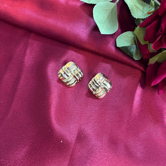 Twist Weave Golden Metallic Anti Tarnish Earrings