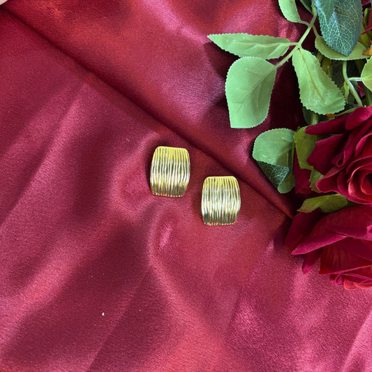 Minimal Muse Golden Metallic Anti Tarnish Earrings